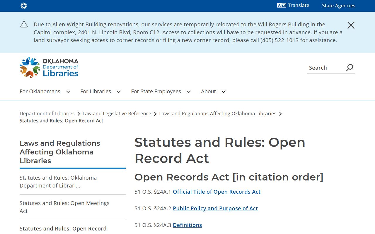 Muskogee County Court Clerk public access under the Oklahoma Open Records Act