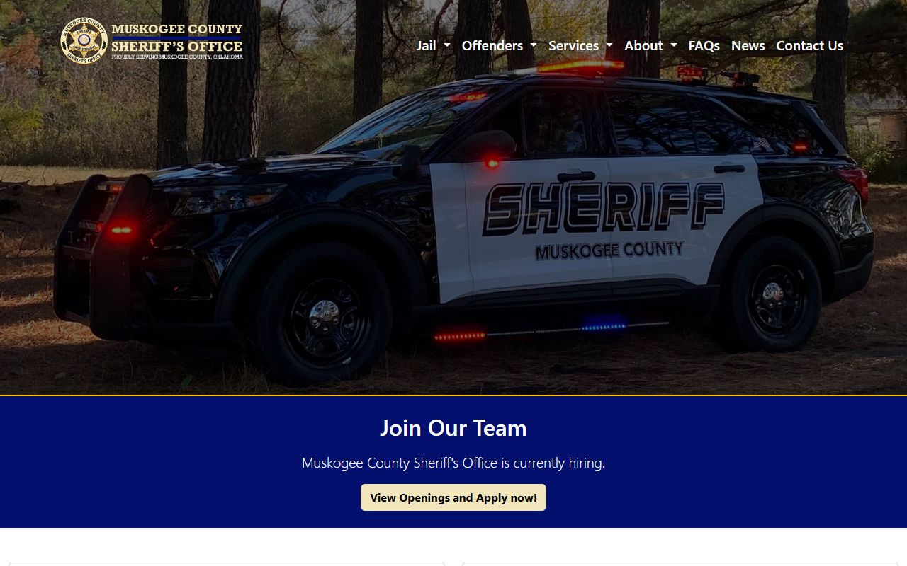 Muskogee County arrest records through the Muskogee County Sheriff's Office