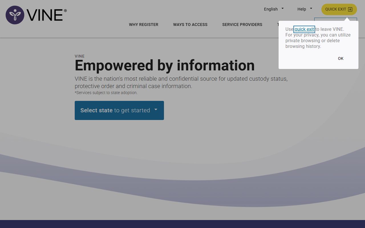 Muskogee County inmate custody status tracking through the VINE notification system