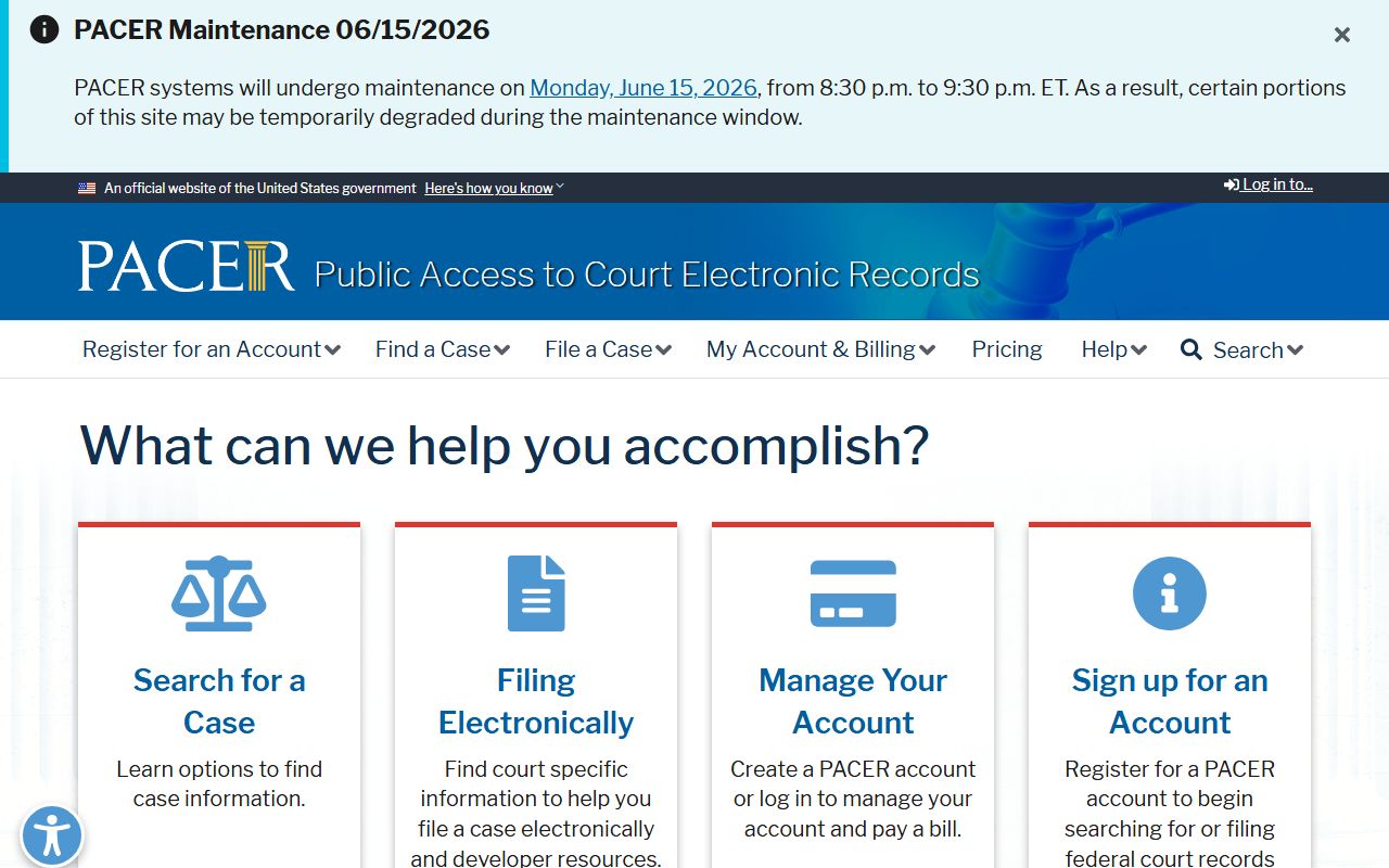 Muskogee County federal court records search through the PACER access portal