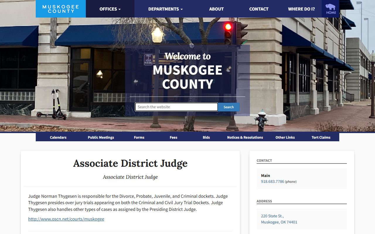 Muskogee County District Court Associate District Judge handling divorce and probate dockets