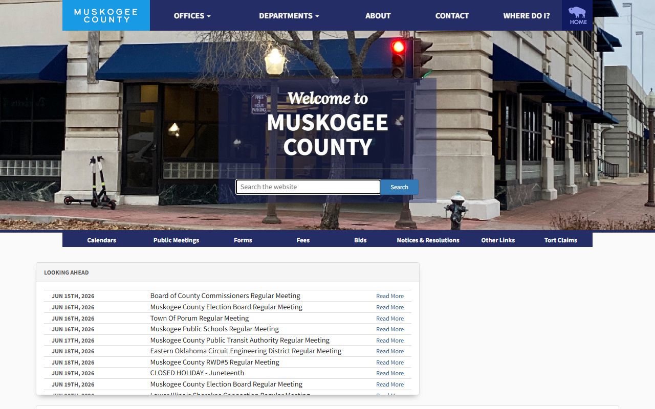 Muskogee County court records and office links on the county landing page