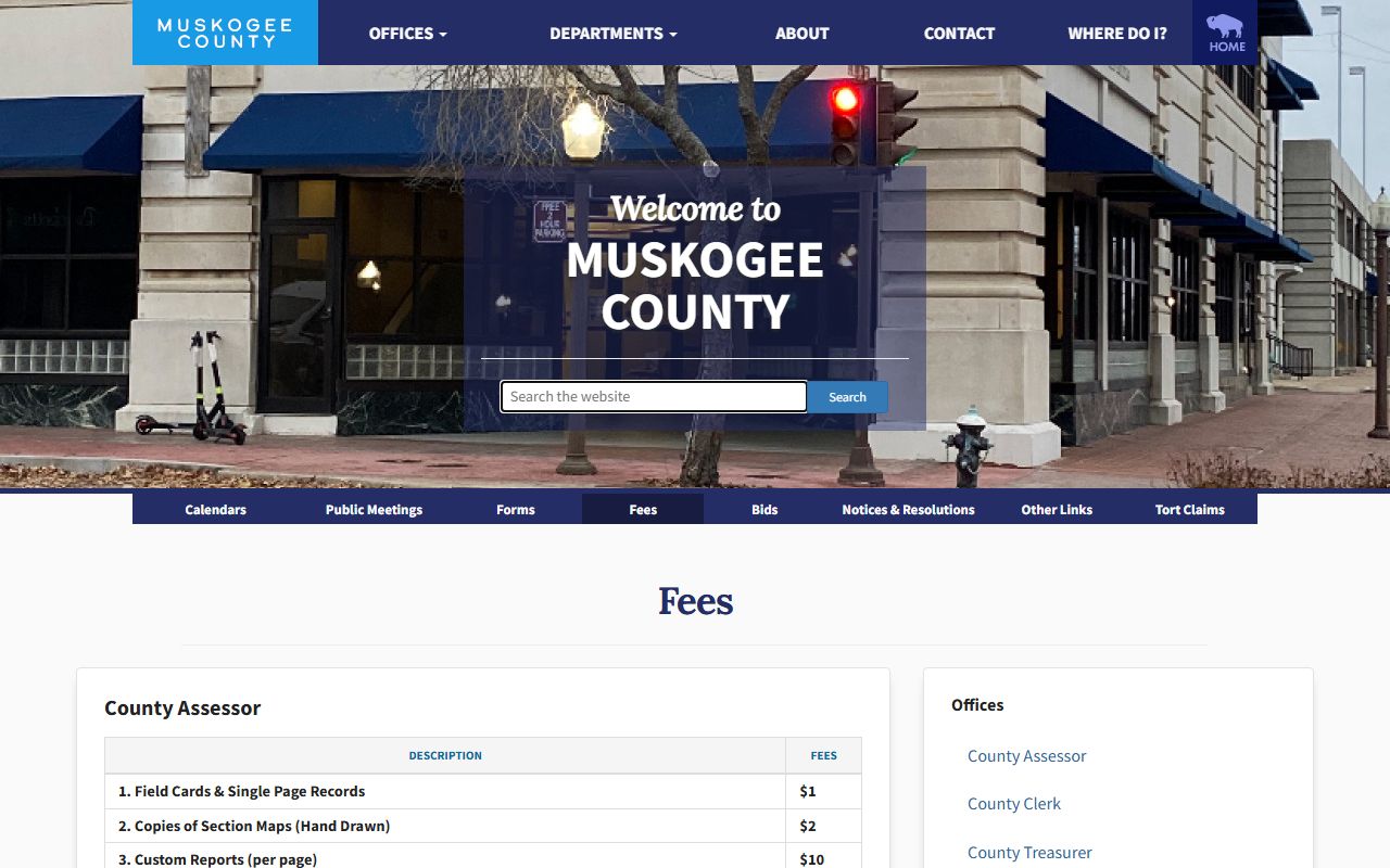 Muskogee County recording and copy fees for land records tied to probate estates